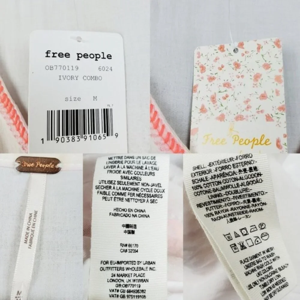 Free People Womens Sleeveless Run With Me Ivory Plaid Mini Dress Size M NWT - Picture 7 of 7